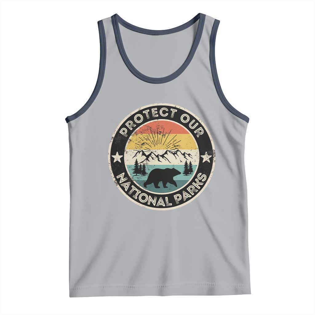 Protect Our National Parks Tank Top Bear Wildlife Retro Mountain Graphic