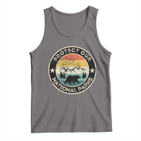 Protect Our National Parks Tank Top Bear Wildlife Retro Mountain Graphic