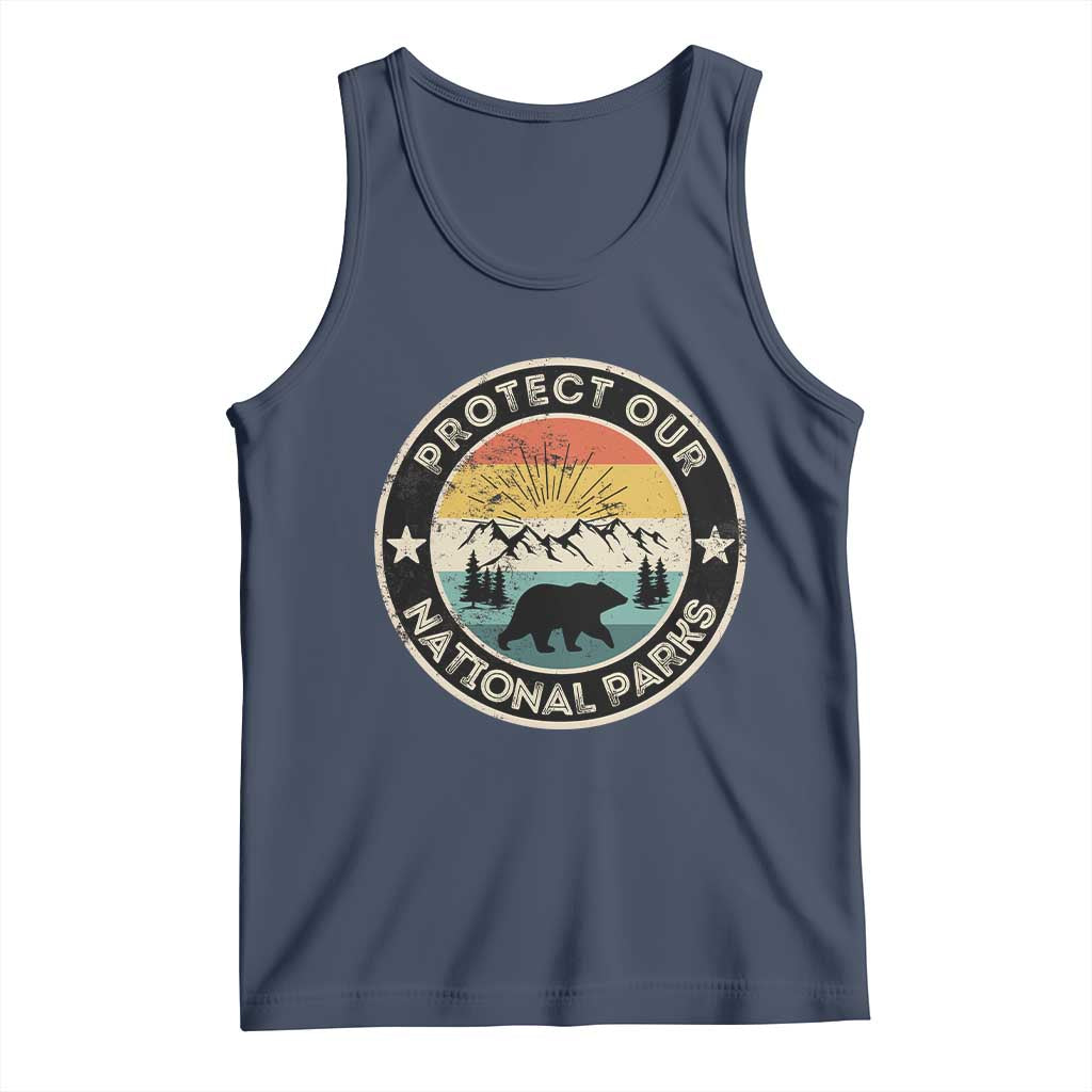 Protect Our National Parks Tank Top Bear Wildlife Retro Mountain Graphic