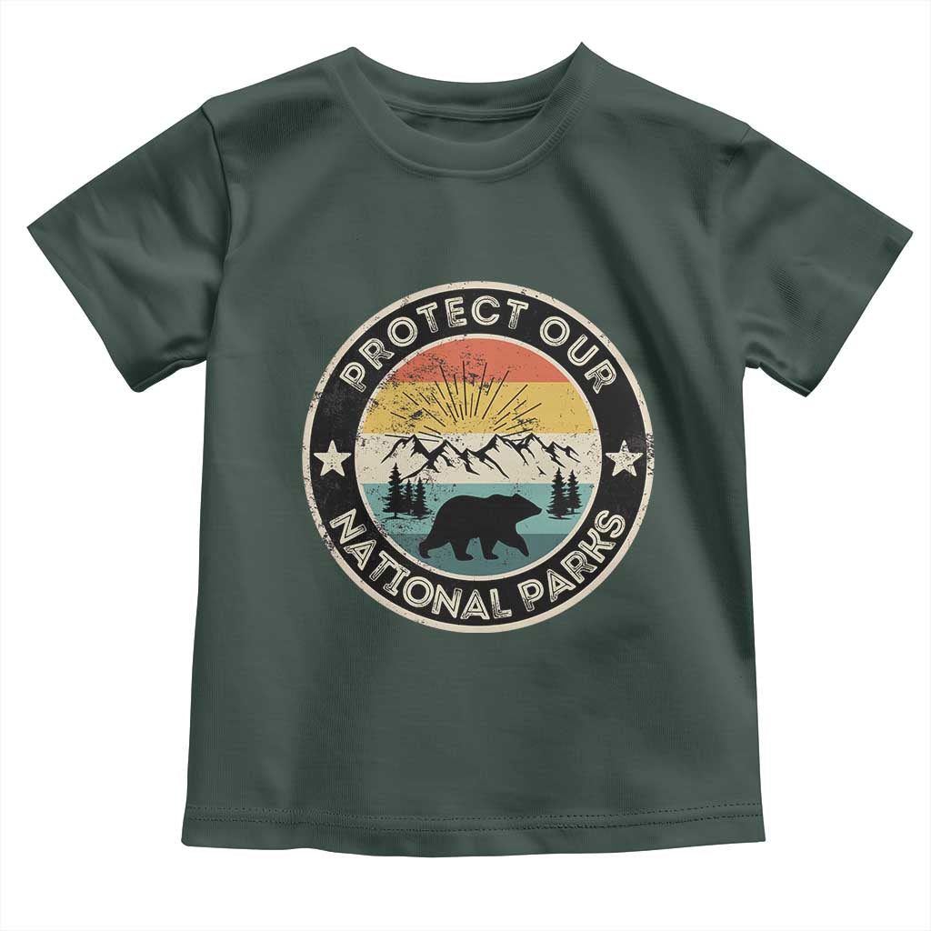 Protect Our National Parks Toddler T Shirt Bear Wildlife Retro Mountain Graphic