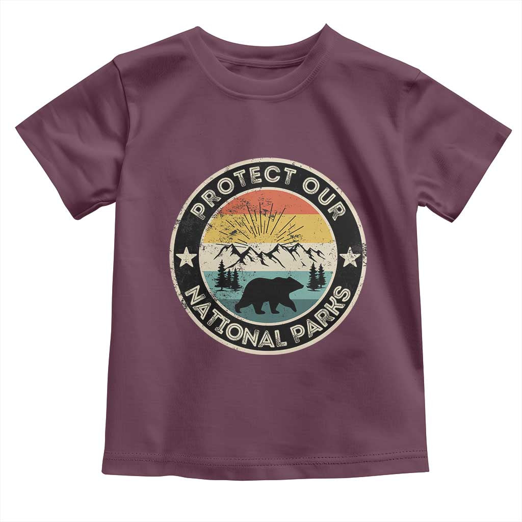 Protect Our National Parks Toddler T Shirt Bear Wildlife Retro Mountain Graphic