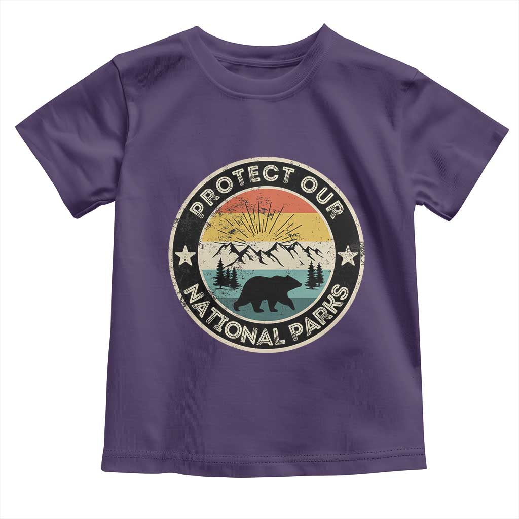 Protect Our National Parks Toddler T Shirt Bear Wildlife Retro Mountain Graphic