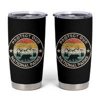 Protect Our National Parks Tumbler Cup Bear Wildlife Retro Mountain Graphic