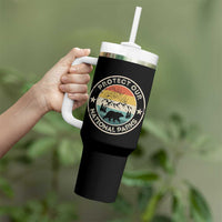 Protect Our National Parks Tumbler With Handle Bear Wildlife Retro Mountain Graphic
