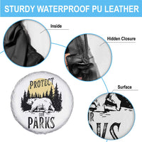 Protect Our Parks Spare Tire Cover Retro Bear Forest Nature Graphic