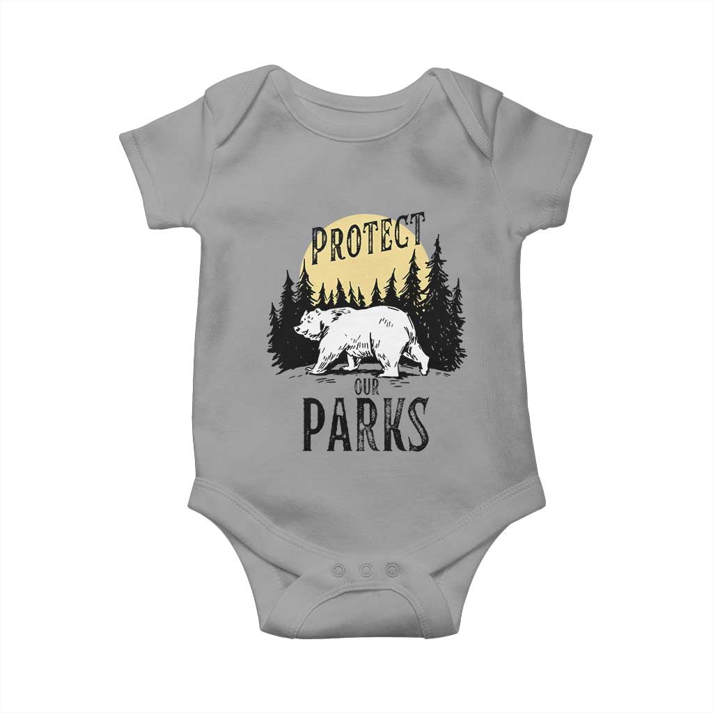 Protect Our Parks Baby Onesie Retro Bear Forest Nature Graphic