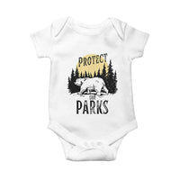 Protect Our Parks Baby Onesie Retro Bear Forest Nature Graphic