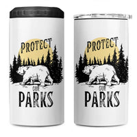 Protect Our Parks 4 in 1 Can Cooler Tumbler Retro Bear Forest Nature Graphic