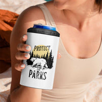 Protect Our Parks 4 in 1 Can Cooler Tumbler Retro Bear Forest Nature Graphic