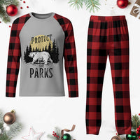 Protect Our Parks Plaid Pajama Set Retro Bear Forest Nature Graphic - Wonder Print Shop