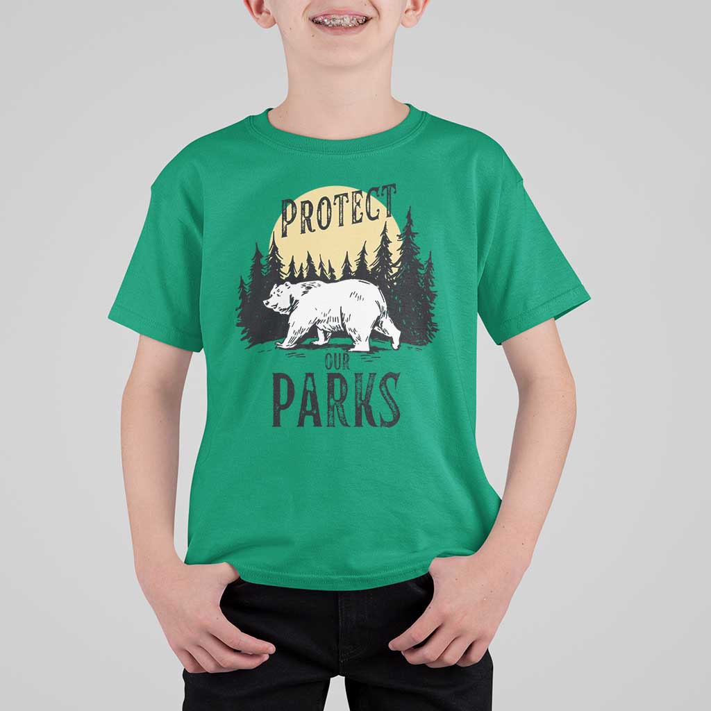 Protect Our Parks T Shirt For Kid Retro Bear Forest Nature Graphic