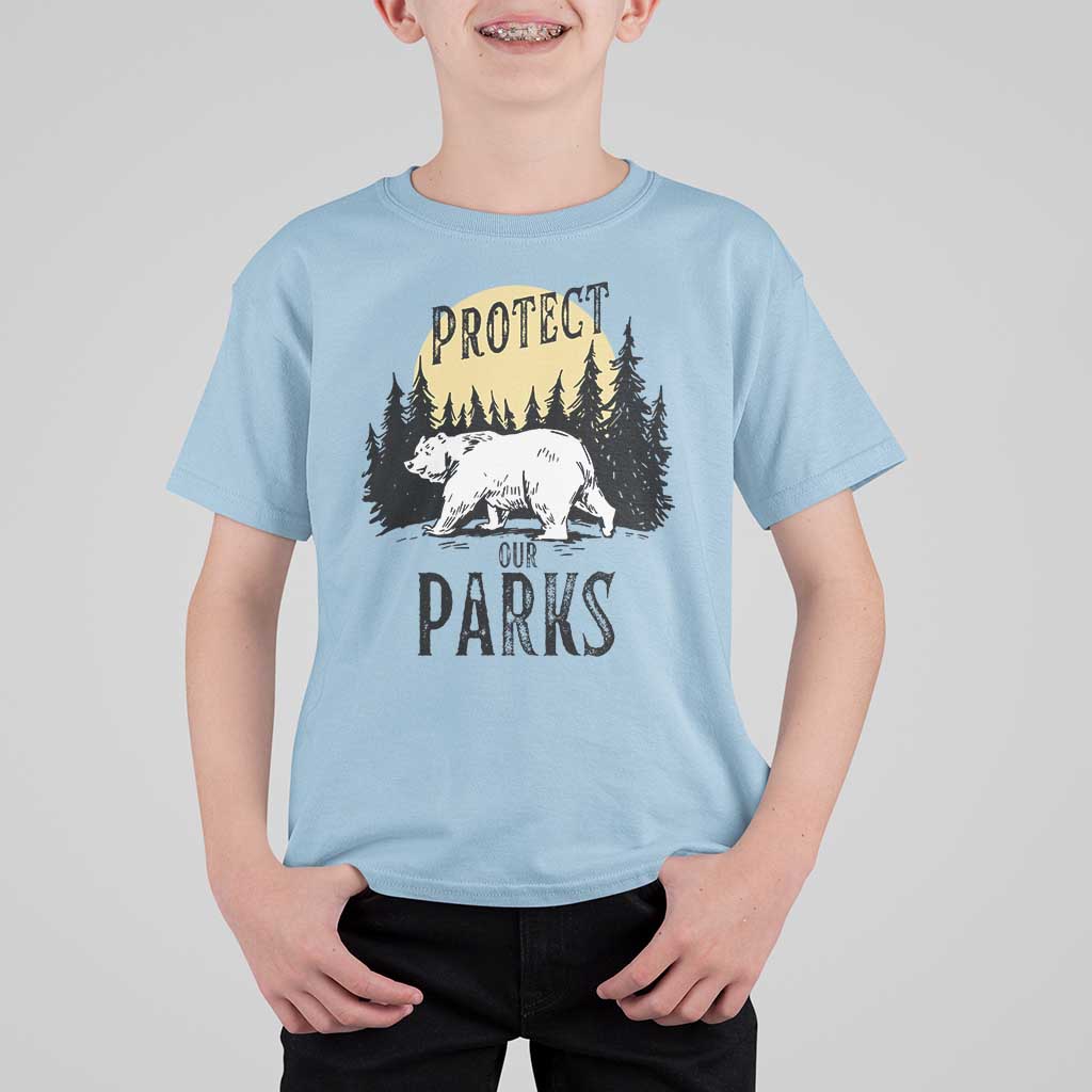 Protect Our Parks T Shirt For Kid Retro Bear Forest Nature Graphic