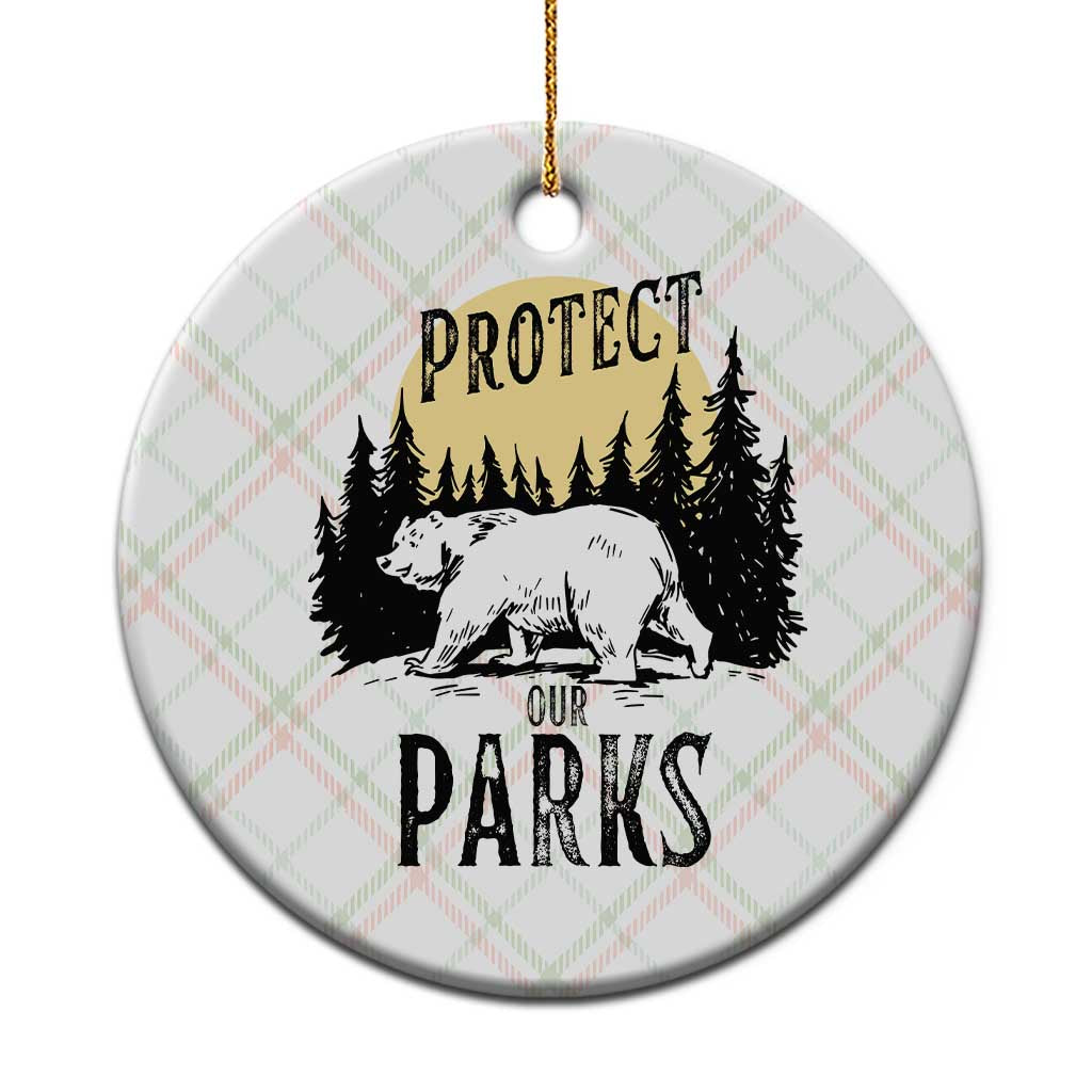 Protect Our Parks Ceramic Ornament Retro Bear Forest Nature Graphic - Wonder Print Shop