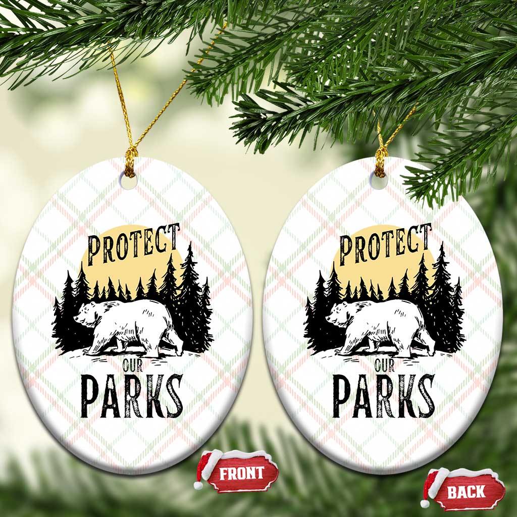 Protect Our Parks Ceramic Ornament Retro Bear Forest Nature Graphic - Wonder Print Shop