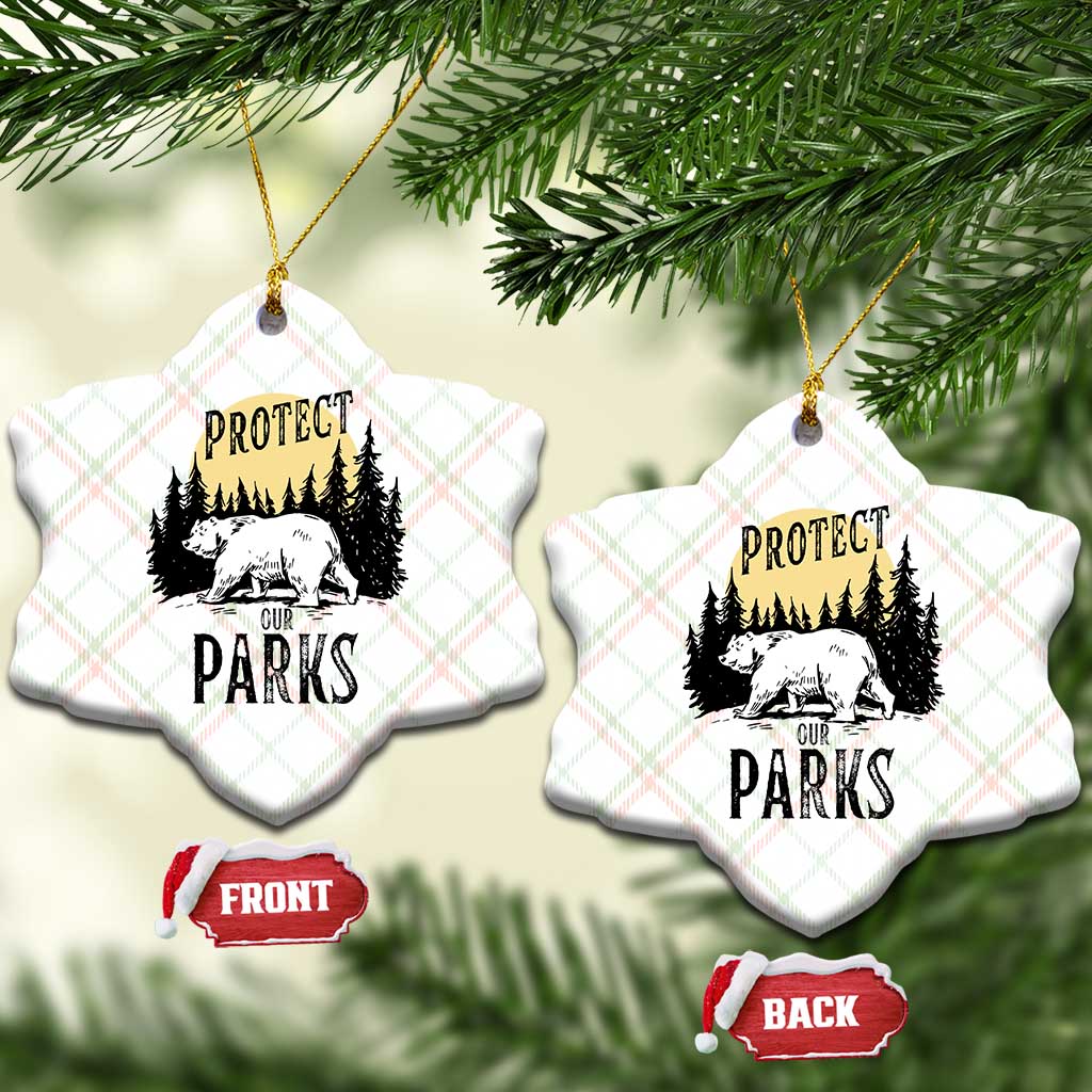 Protect Our Parks Ceramic Ornament Retro Bear Forest Nature Graphic - Wonder Print Shop