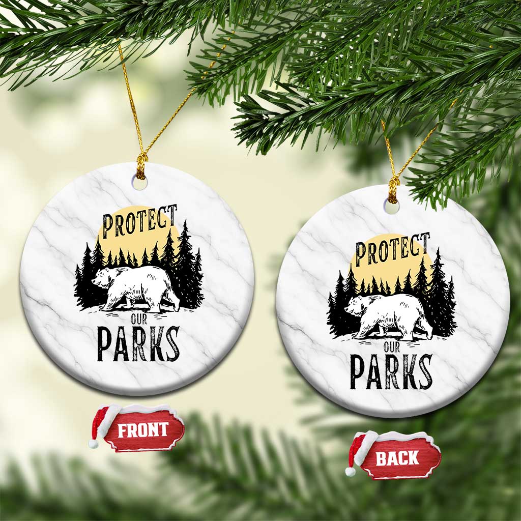 Protect Our Parks Ceramic Ornament Retro Bear Forest Nature Graphic - Wonder Print Shop