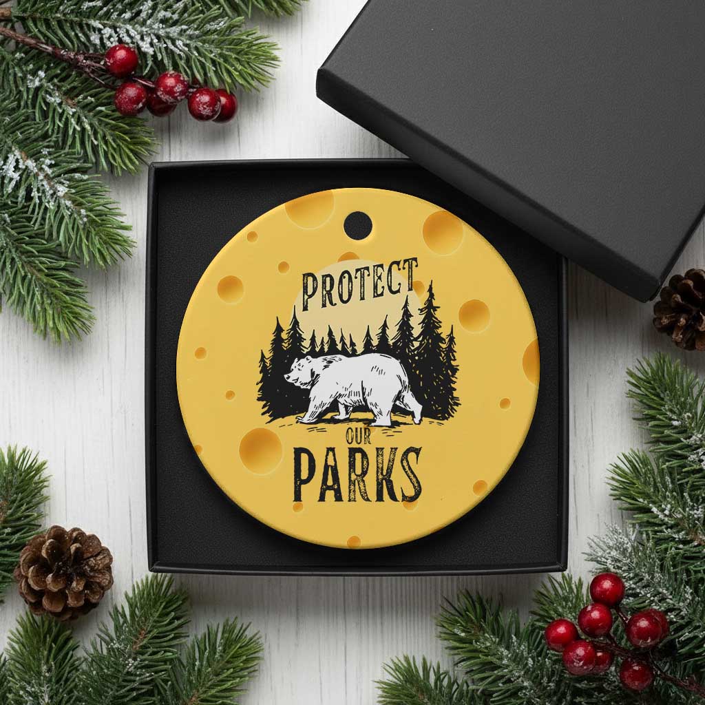 Protect Our Parks Ceramic Ornament Retro Bear Forest Nature Graphic - Wonder Print Shop