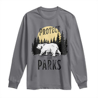 Protect Our Parks Long Sleeve Shirt Retro Bear Forest Nature Graphic
