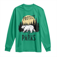Protect Our Parks Long Sleeve Shirt Retro Bear Forest Nature Graphic