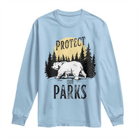 Protect Our Parks Long Sleeve Shirt Retro Bear Forest Nature Graphic