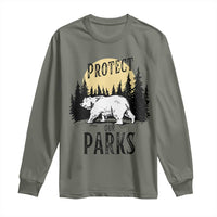 Protect Our Parks Long Sleeve Shirt Retro Bear Forest Nature Graphic