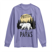Protect Our Parks Long Sleeve Shirt Retro Bear Forest Nature Graphic
