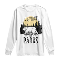 Protect Our Parks Long Sleeve Shirt Retro Bear Forest Nature Graphic
