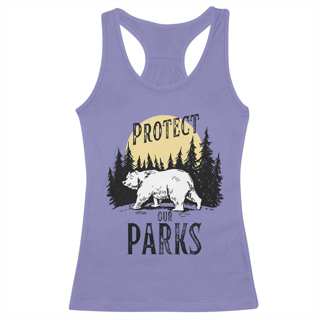 Protect Our Parks Racerback Tank Top Retro Bear Forest Nature Graphic