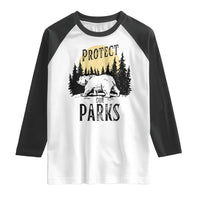 Protect Our Parks Raglan Shirt Retro Bear Forest Nature Graphic