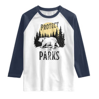 Protect Our Parks Raglan Shirt Retro Bear Forest Nature Graphic