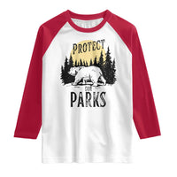 Protect Our Parks Raglan Shirt Retro Bear Forest Nature Graphic