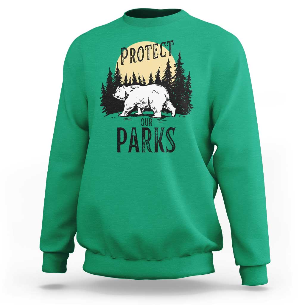 Protect Our Parks Sweatshirt Retro Bear Forest Nature Graphic
