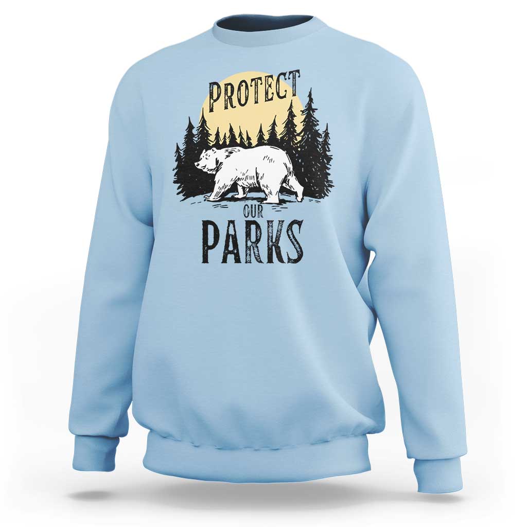 Protect Our Parks Sweatshirt Retro Bear Forest Nature Graphic
