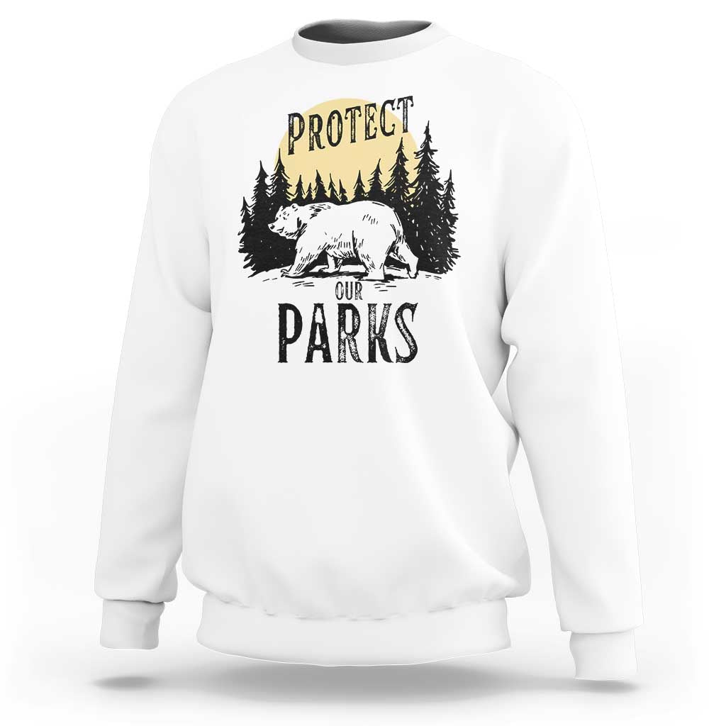 Protect Our Parks Sweatshirt Retro Bear Forest Nature Graphic