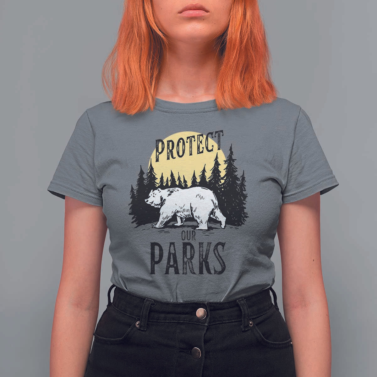 Protect Our Parks T Shirt For Women Retro Bear Forest Nature Graphic