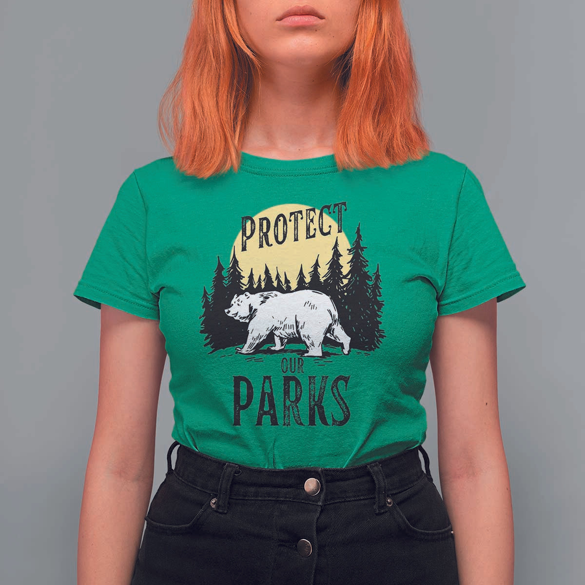 Protect Our Parks T Shirt For Women Retro Bear Forest Nature Graphic