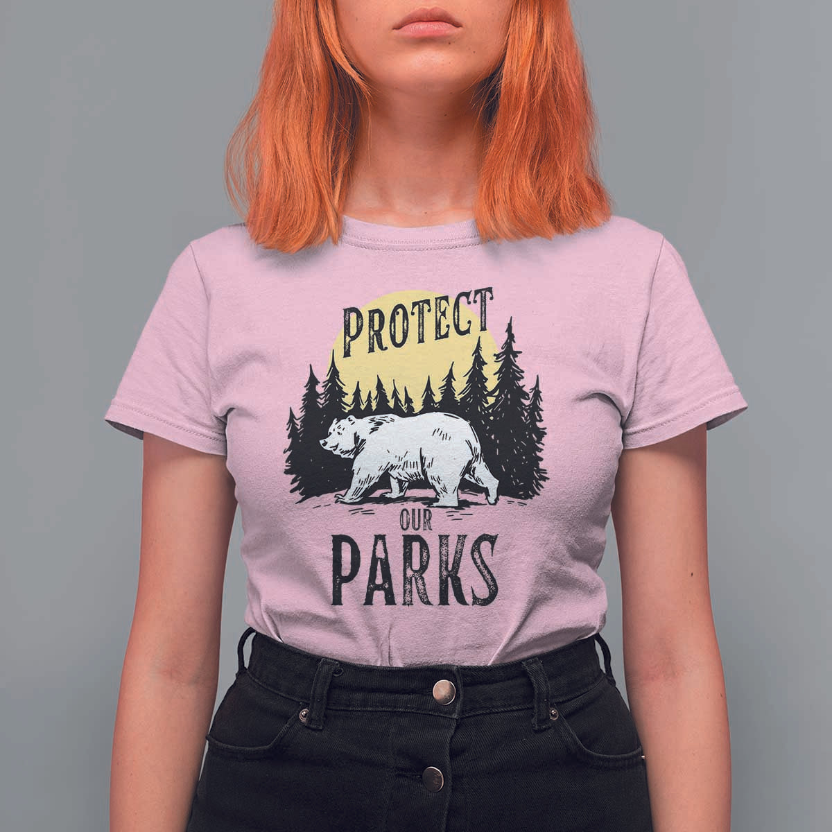 Protect Our Parks T Shirt For Women Retro Bear Forest Nature Graphic