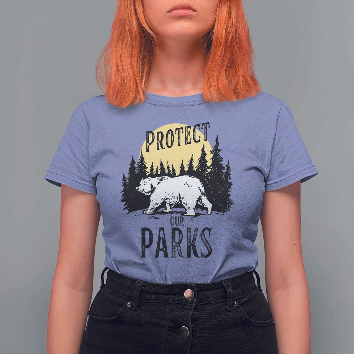 Protect Our Parks T Shirt For Women Retro Bear Forest Nature Graphic
