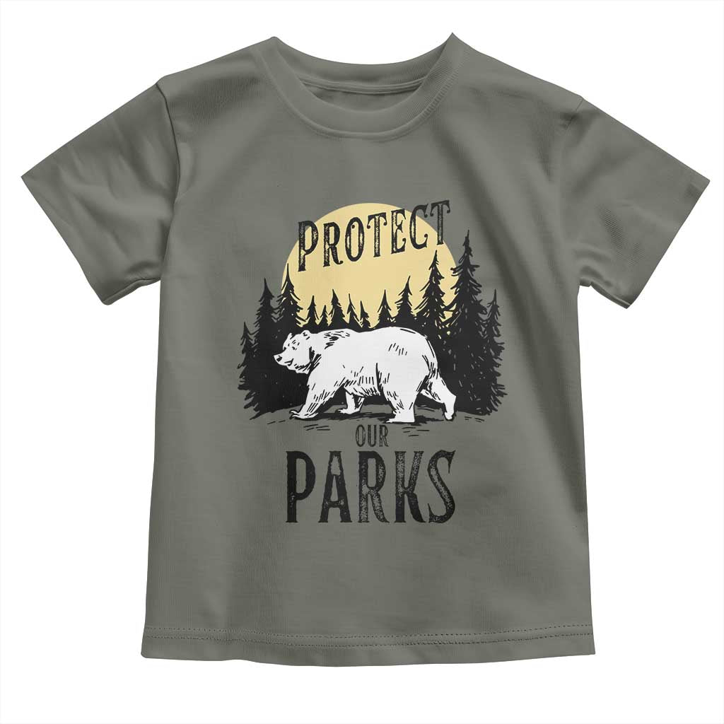 Protect Our Parks Toddler T Shirt Retro Bear Forest Nature Graphic