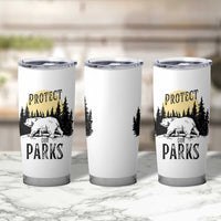 Protect Our Parks Tumbler Cup Retro Bear Forest Nature Graphic