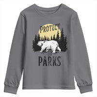Protect Our Parks Youth Sweatshirt Retro Bear Forest Nature Graphic