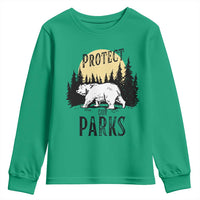 Protect Our Parks Youth Sweatshirt Retro Bear Forest Nature Graphic