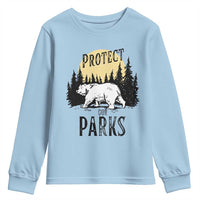 Protect Our Parks Youth Sweatshirt Retro Bear Forest Nature Graphic