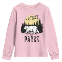 Protect Our Parks Youth Sweatshirt Retro Bear Forest Nature Graphic