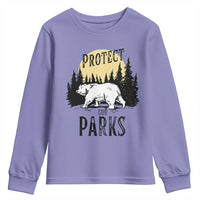 Protect Our Parks Youth Sweatshirt Retro Bear Forest Nature Graphic