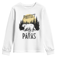 Protect Our Parks Youth Sweatshirt Retro Bear Forest Nature Graphic