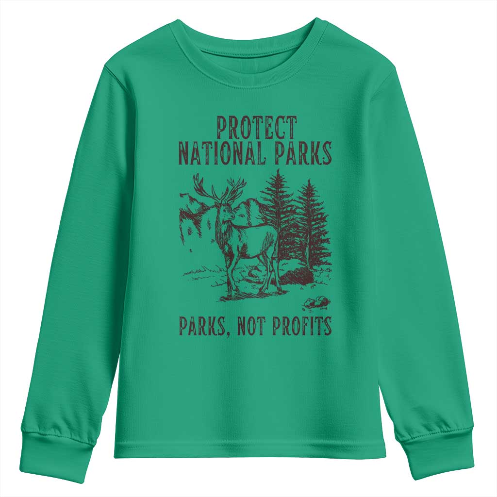 Protect National Parks Youth Sweatshirt Support Parks Not Profits Deer