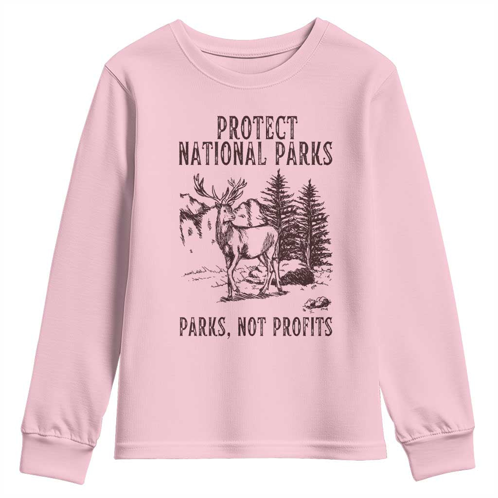 Protect National Parks Youth Sweatshirt Support Parks Not Profits Deer