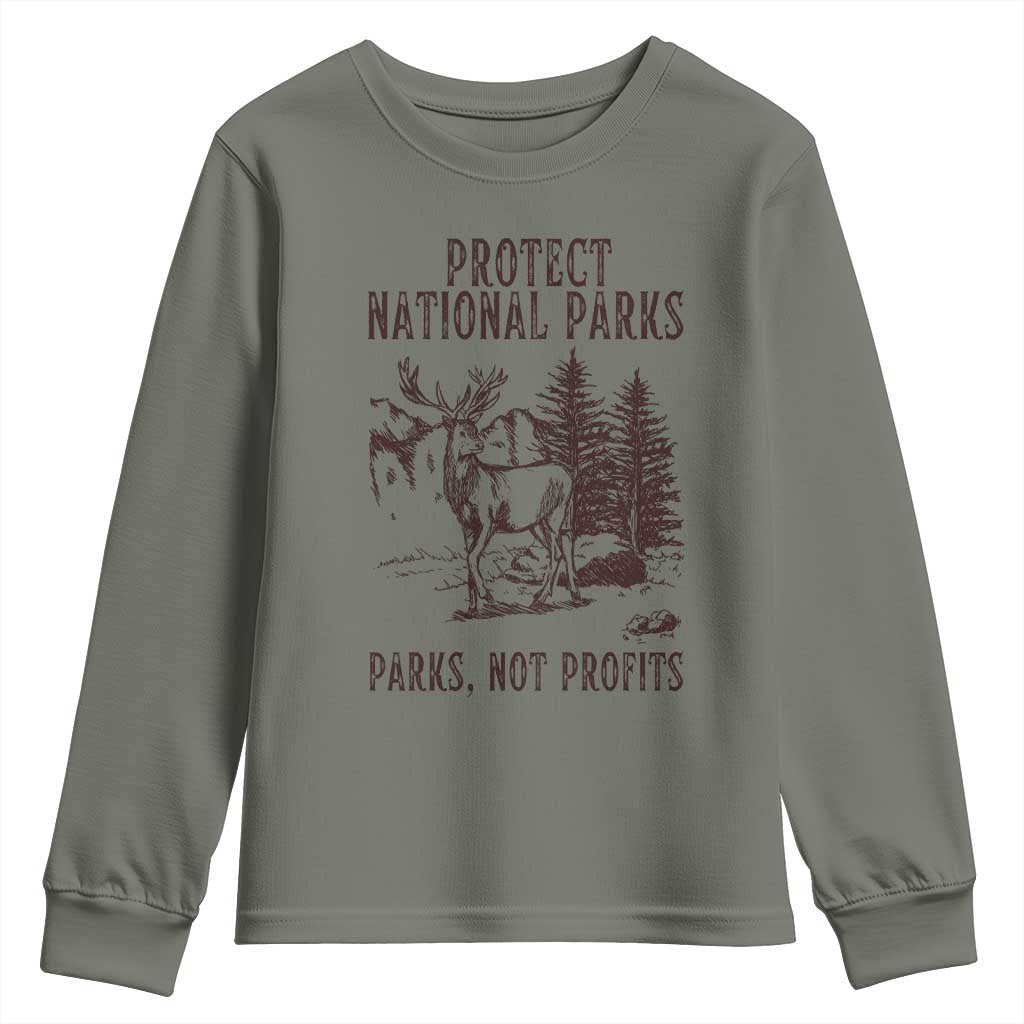 Protect National Parks Youth Sweatshirt Support Parks Not Profits Deer