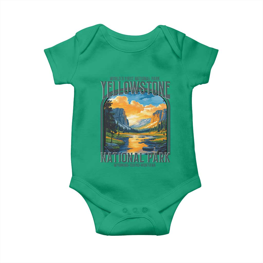 Yellowstone National Park Baby Onesie Worlds First NP Retro Vintage Graphic